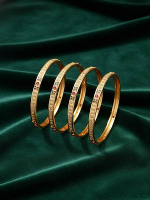  women set of 4 gold plated artificial stone bangle 3