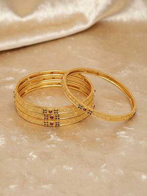  women set of 4 gold plated artificial stone bangle 4