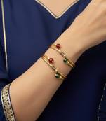  women set of 2 gold plated artificial beads bangle
