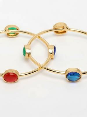  women set of 2 gold plated artificial stone bangle 5