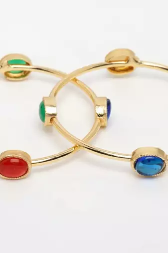  women set of 2 gold plated artificial stone bangle