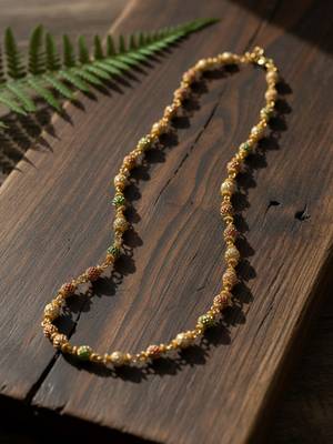  women gold plated multicolour artificial beads chain 4