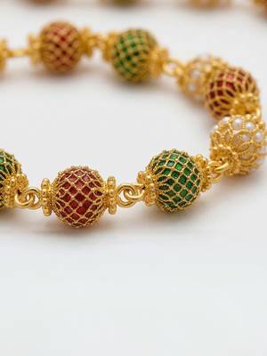  women gold plated multicolour artificial beads chain 5