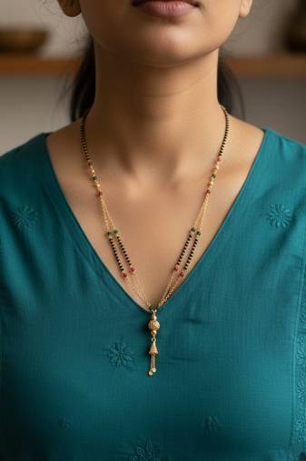  women gold plated artificial beaded mangalsutra