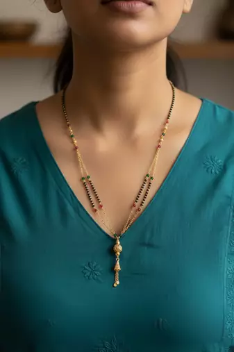  women gold plated artificial beaded mangalsutra