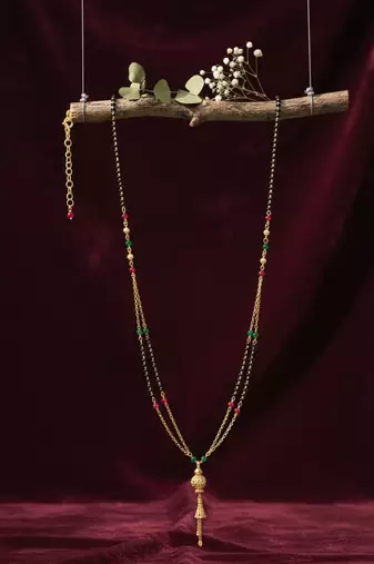  women gold plated artificial beaded mangalsutra