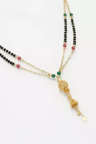  women gold plated artificial beaded mangalsutra