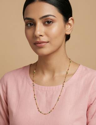 women gold plated artificial beads chain 1