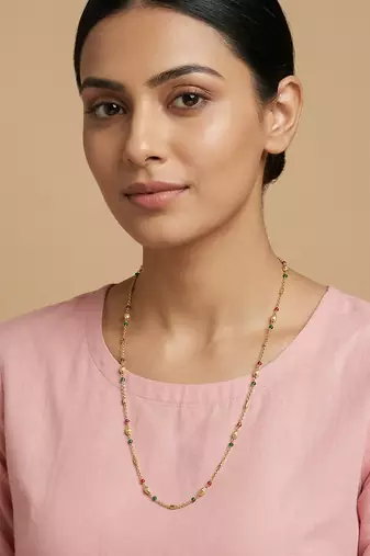  women gold plated artificial beads chain