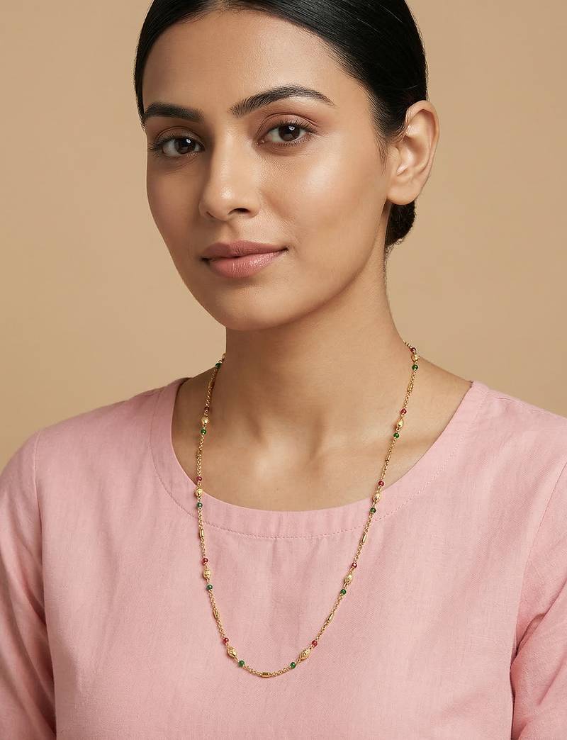  women gold plated artificial beads chain