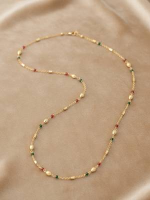  women gold plated artificial beads chain 2