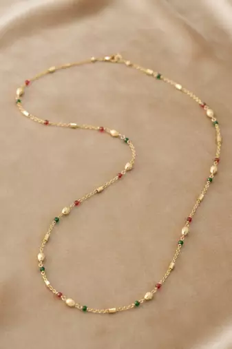 women gold plated artificial beads chain