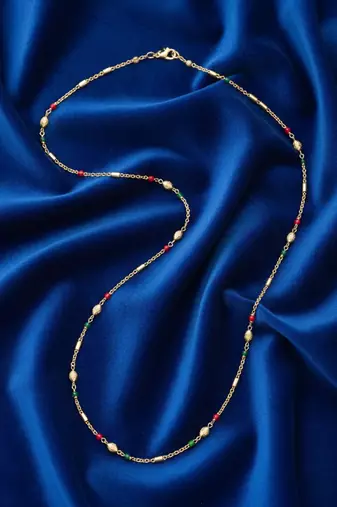  women gold plated artificial beads chain