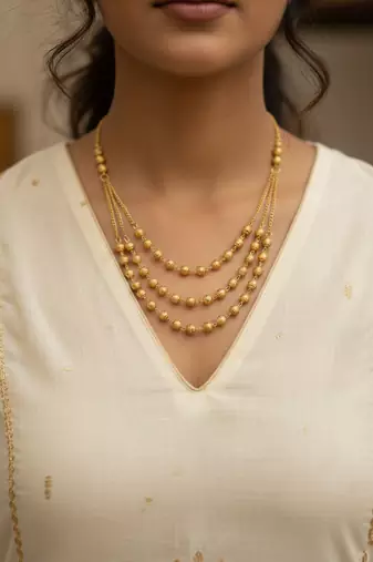  women gold plated artificial beads layered chain