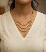  women gold plated artificial beads layered chain