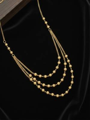  women gold plated artificial beads layered chain 3