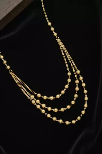  women gold plated artificial beads layered chain