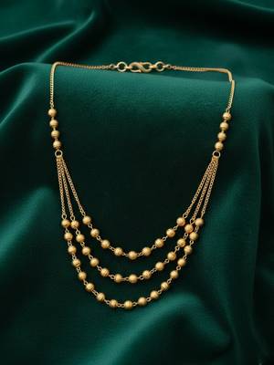  women gold plated artificial beads layered chain 4