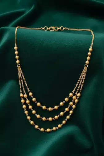  women gold plated artificial beads layered chain