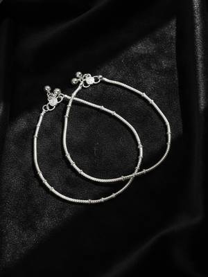  women set of 2 silver plated anklet 4