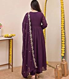 Purple chanderi silk sequin kurta pant set with embroidered chanderi dupatta