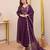 Purple chanderi silk sequin kurta pant set with embroidered chanderi dupatta