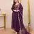 Purple chanderi silk sequin kurta pant set with embroidered chanderi dupatta