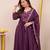 Purple chanderi silk sequin kurta pant set with embroidered chanderi dupatta