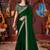 Designer green heavy embroidered silk blend party wear saree with blouse