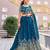 Peacock Blue Color Embroidery Sequence with Thared Work  Silk Lahenga Choli Set