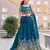 Peacock Blue Color Embroidery Sequence with Thared Work  Silk Lahenga Choli Set