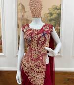 Dark Rani Pink Color Embroidery,Thread &  Sequins Work Rangoli Silk Ready To Wear Saree