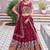 Wine Color Embroidery Sequence with Thared Work  Silk Lahenga Choli Set