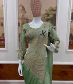 Light Green Color Embroidery,Thread &  Sequins Work Rangoli Silk Ready To Wear Saree