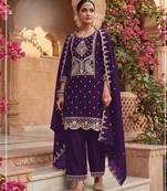 Purple vichitra silk suit with embroidery & Sequin work