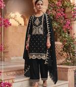 Black vichitra silk suit with embroidery & Sequin work