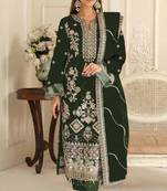 D green rangoli silk suit with embroidery & Sequin work