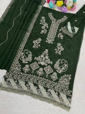D green rangoli silk suit with embroidered Sequin  2