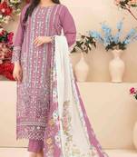 Pink cambric cotton suit with embroidery & khatli work
