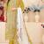 Yellow cambric cotton suit with embroidery & khatli work