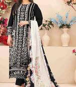 Black cambric cotton suit with embroidery & khatli work