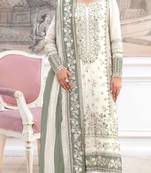 White silk suit with embroidery & khatli work