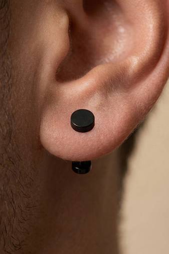  men's black rhodium plated studs earrings