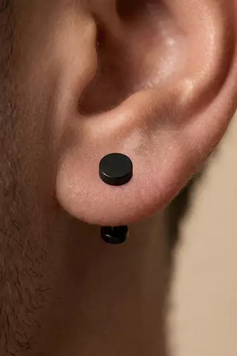  men's black rhodium plated studs earrings