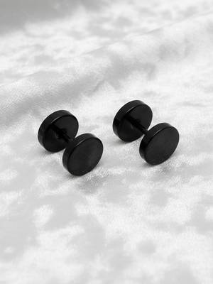  men's black rhodium plated studs earrings 2