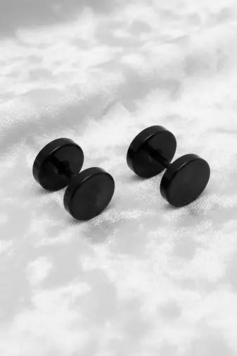  men's black rhodium plated studs earrings