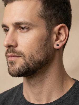  men's black rhodium plated studs earrings 3