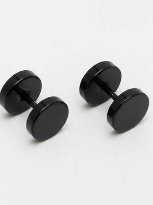  men's black rhodium plated studs earrings 5