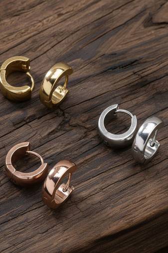  men's set of 3 multicolour hoop earrings