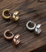  men's set of 3 multicolour hoop earrings